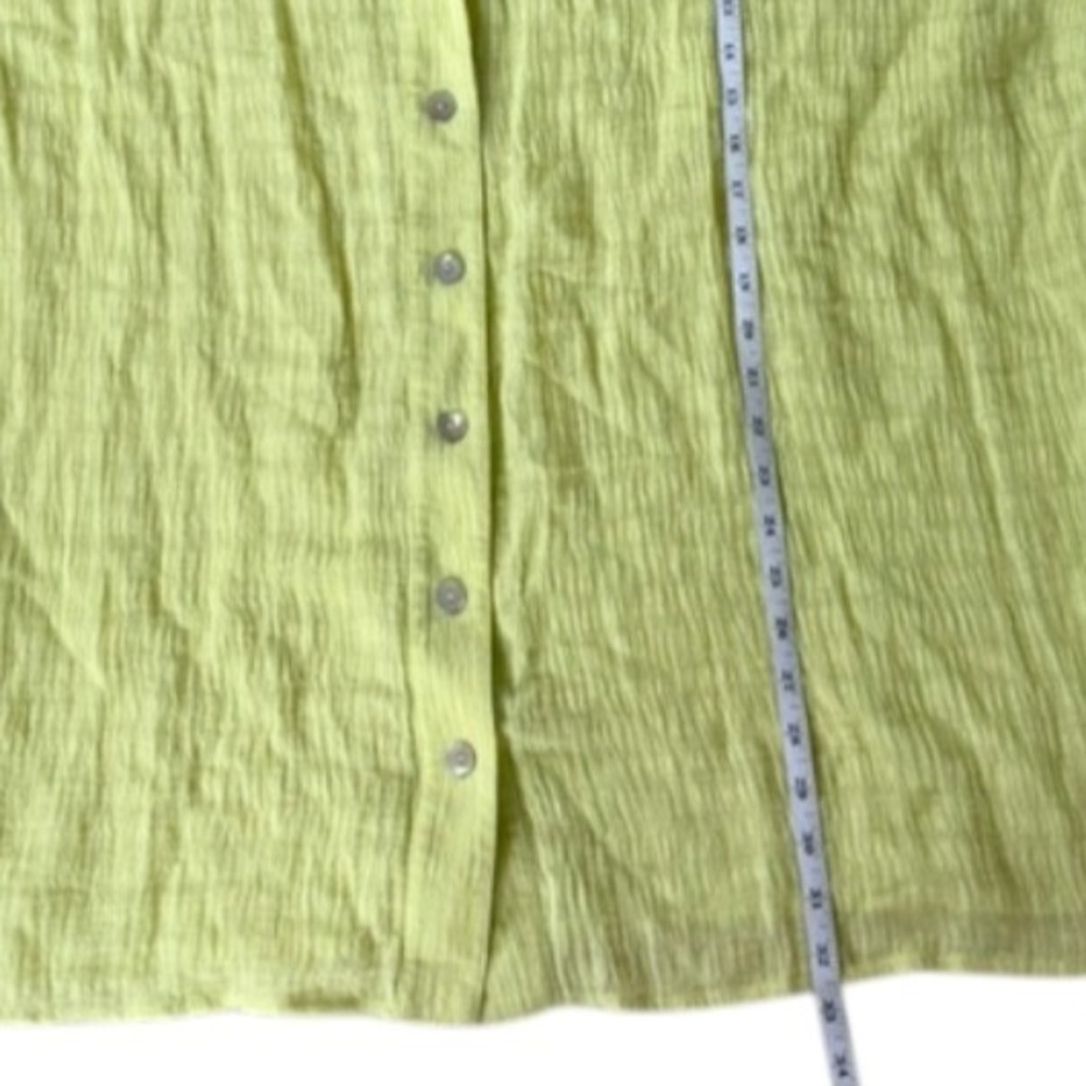 Soft Surroundings Button Up Top Womens 2X Lime Green Linen Cotton Gauze - Picture 8 of 9